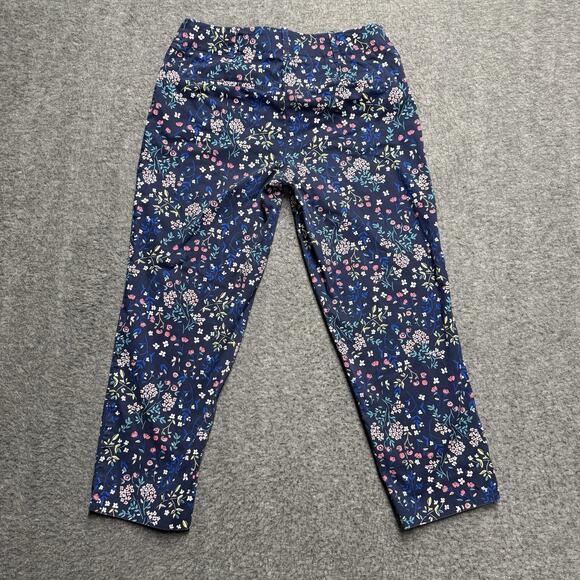 Talbots Petites Blue Floral Heritage Cropped Pants Capris Size 2P Cotton Pockets - Picture 4 of 7